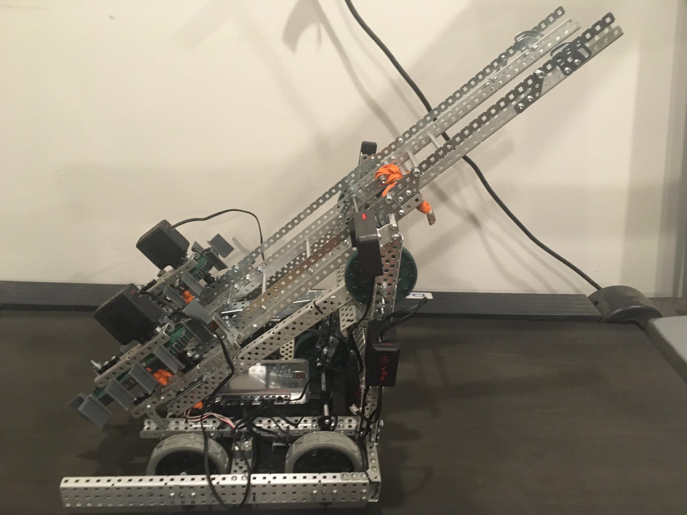 The 15797A Tower Takeover robot with its tray tilted up